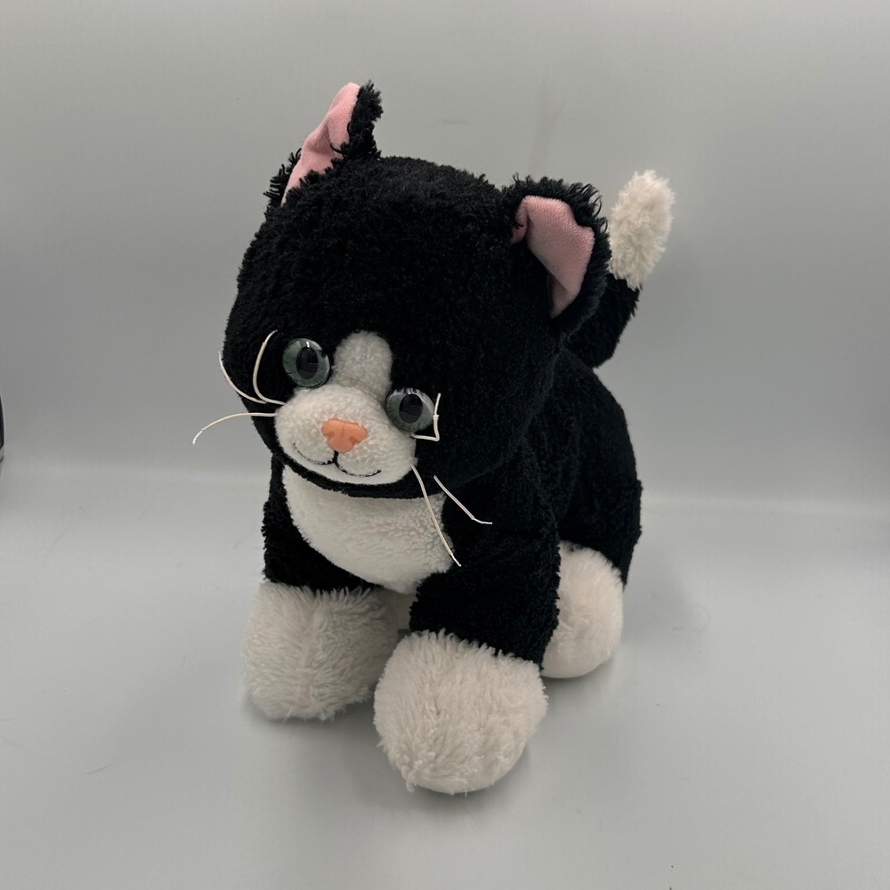 Build-A-Bear‎ Workshop Tuxedo Cat Plush Black White Standing Kitten 9 Inch